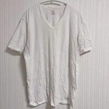캘빈클라인 무지 티셔츠 V넥 반팔 L 화이트 면 데일리 활용