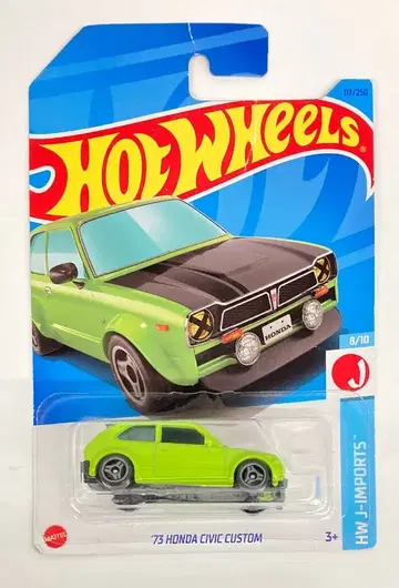 MATTEL HOTWHEELS HW J-IMPORTS 8/10 HNJ97 '73 HONDA CIVIC CUSTUM/라이트 그린 117/250