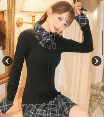 미셸 마카롱 체크 도킹 원피스 블랙