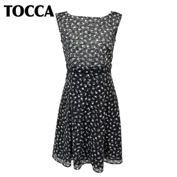 [ 새상품급 ] TOCCA 슬리브리스 원피스 4 블랙 미니 꽃무늬 꽃무늬