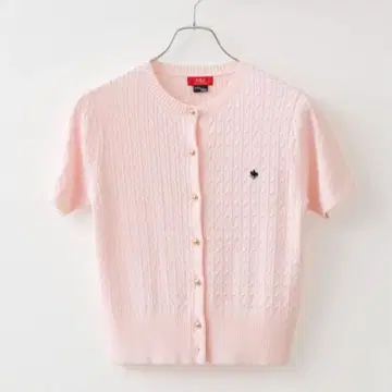 가디건 반팔 POLO BCS VIS 별주 크루넥 가디건 핑크