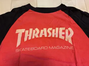 THRASHER 래글런 7부 소매 T셔츠 L 레드