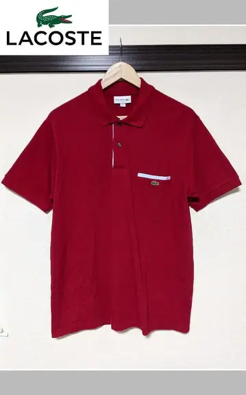 [ LACOSTE ] 반팔 피케 셔츠 / 레드 / 가슴 포켓 / 로고 / 자수 / 빅 / 새상품급