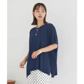 DOUX ARCHIVES 판초 니트 풀오버 네이비