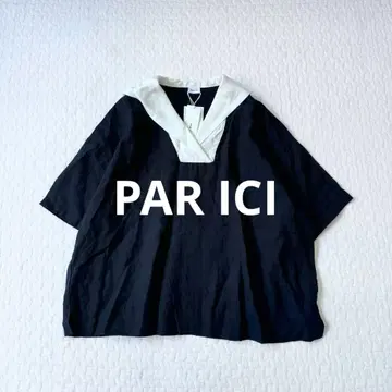 PAR ICI 팰리시 린넨 100% 세일러 카라 블라우스 반팔
