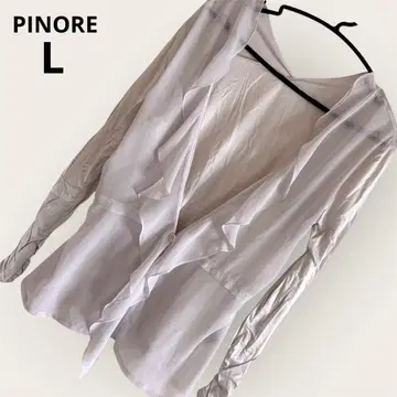 PINORE 시어 프릴 디자인 티셔츠 L 라이트 그레이 고급 겉옷