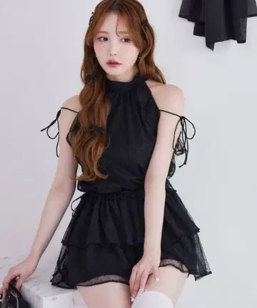 NICE CLAUP 아메스리 백리본 미니 원피스 도트 무늬