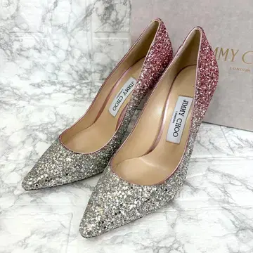 컨디션 최상 JIMMY CHOO romy 글리터 펌프스 핑크 x 실버