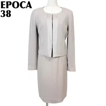 [새상품급] EPOCA 수트 원피스 셋업 노카라 38 베이지