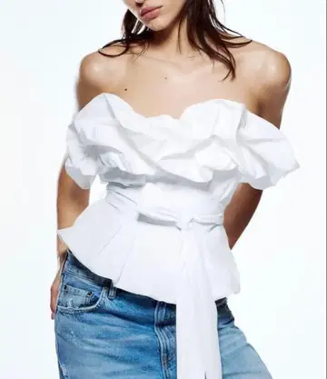 ZARA 오프숄더 블라우스 화이트 M