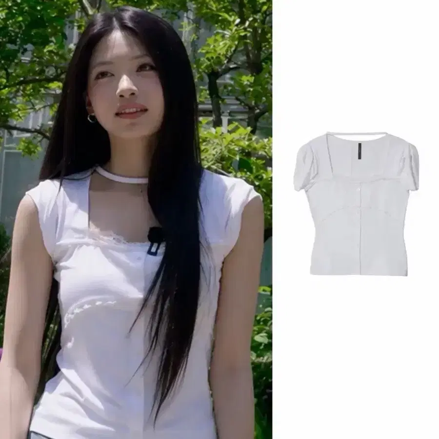 (오늘까지)플레어업 스퀘어넥 반팔 블라우스 화이트