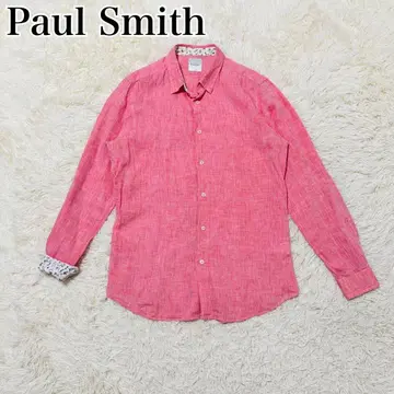 컨디션 최상 Paul Smith 린넨 100% 꽃무늬 긴팔 셔츠 XL 현행 택