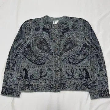 90s 빈티지 레트로 니트 가디건 페이즐리 무늬 엘레강트