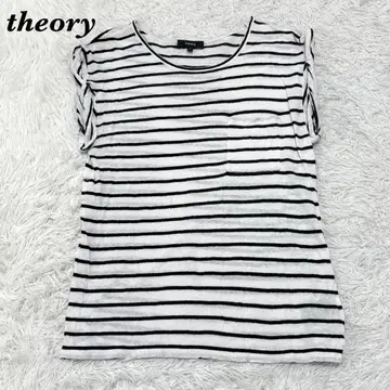 [새상품급] theory 마 혼방 티셔츠 S 화이트 보더