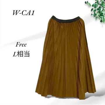 a557. 세로 플리츠 플레어 롱 스커트 [ L ] 브라운/허리 전체 밴딩