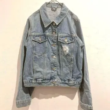 노브랜드 데님 자켓 레귤러 카라 긴팔 파랑 면 데님 자켓