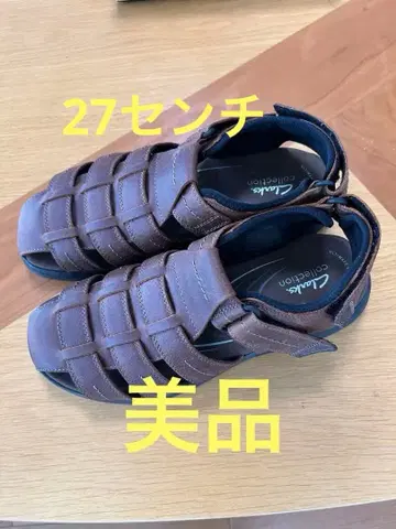 새상품급 클락스 샌들 천연 가죽 27cm 브라운