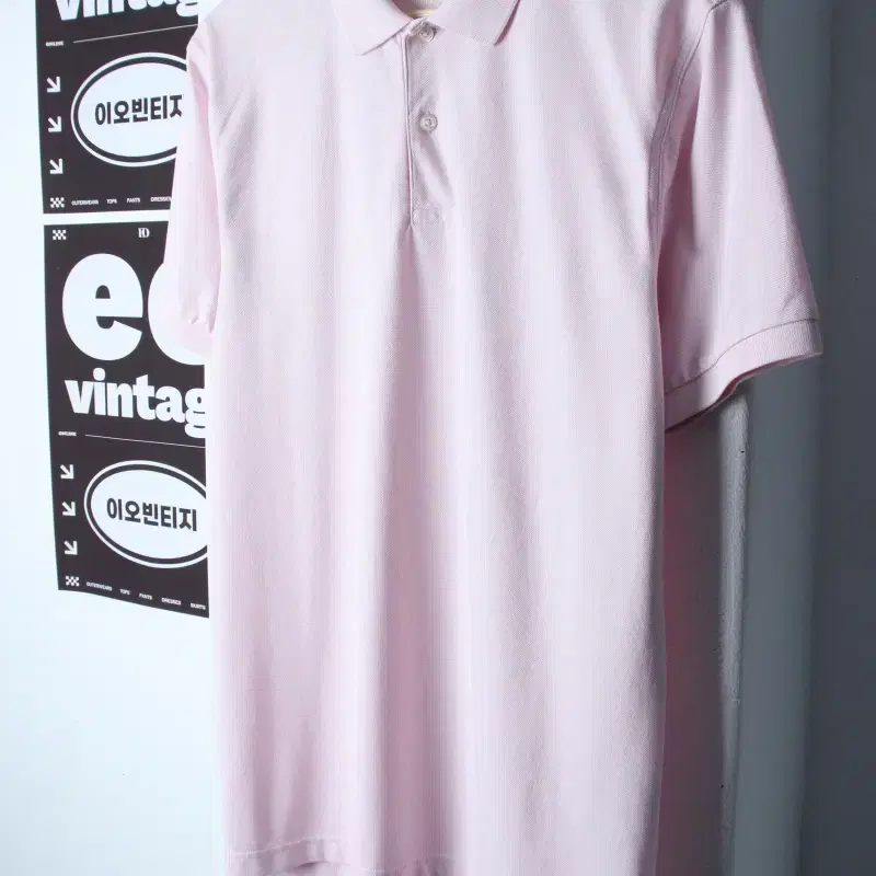 (L-XL) 지오다노 반팔 카라 티셔츠 기능성 핑크 무지-H35594