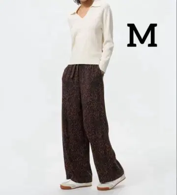 미사용 새상품 유니클로 레이온 프린트 롱 팬츠 M 프린세스 탐탐