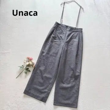 아나카 Unaca 서스펜더 와이드 팬츠 울 혼방 깔끔한 캐주얼