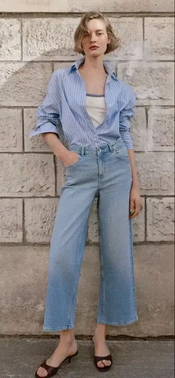 ZARA 스트라이프 패턴 긴팔 셔츠 이너 포함