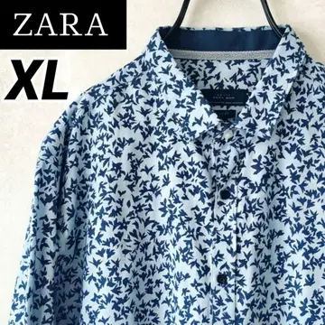 [ 새상품급 XL ] ZARA MAN 올 패턴 셔츠 새 패턴 보타니컬 슬림핏 블루