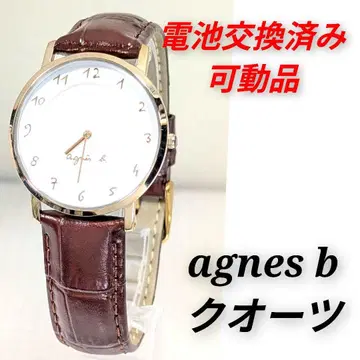 agnes b. 쿼츠 남성용 배터리 벨트 교환 완료 작동품 Q-25