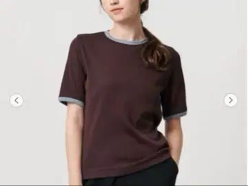 유나이티드 애로우즈 리브 바이컬러 파이핑 숏 슬리브 티셔츠