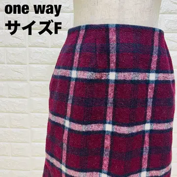 one way 퍼플 체크 무늬 타이트 미니 스커트 사이즈 F [ 333 ]