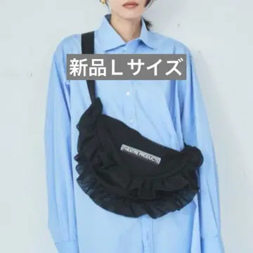THEATRE PRODUCTS 블랙 메쉬 프릴 숄더백 L