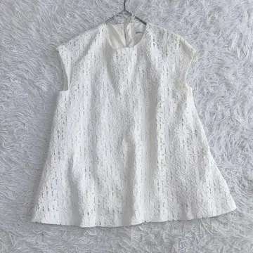 OHGA CROCHET 크로셰 프렌치 슬리브 레이스 블라우스 화이트
