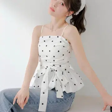 완판템 벌룬 페플럼 상의 + 스크런치 세트