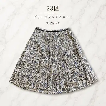 23구 빅 사이즈 48 꽃무늬 플리츠 플레어 스커트 일본제 온워드