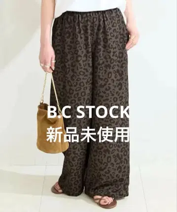 B.C STOCK 워셔블 레오파드 무늬 팬츠 브라운