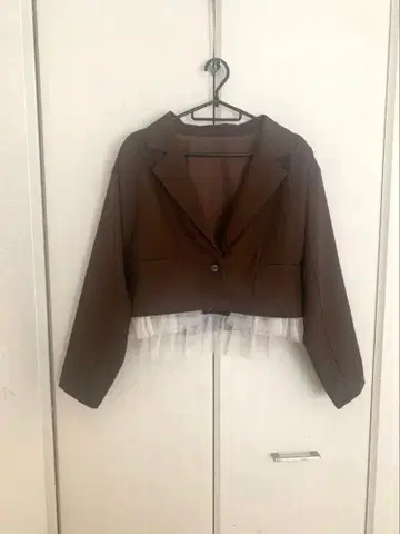 W:Huku 스트레치 소프트 트윌 튤 부착 자켓 브라운