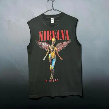 NIRVANA IN UTERO 슬리브리스 T셔츠 L 그런지