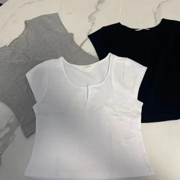 ZARA 슬릿 넥 반팔 티셔츠 3개 세트