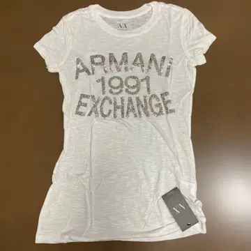 ARMANI EXCHANGE 비즈 로고 T셔츠 화이트 XS