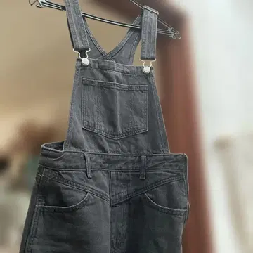 데님 살로펫 오버롤 블랙