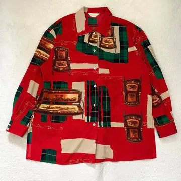 90s 셔츠 긴팔 레드 프리 올 패턴 루즈핏 빈티지 클래식