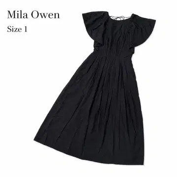 [ 새상품급 ] Mila Owen 롱 원피스 린넨 혼방 프릴 블랙 리본