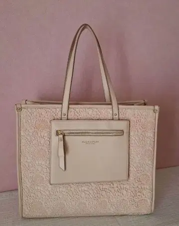 JILLSTUART 레이스 토트백 핑크 베이지