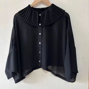 mizuiro ind 플리츠 칼라 와이드 셔츠