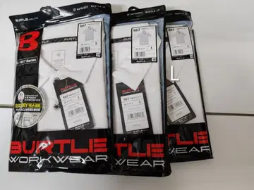 BURTLE 반팔 피케 셔츠 667 화이트 L 3장 세트