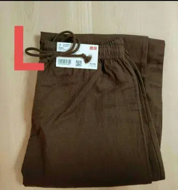 새상품 UNIQLO 유니클로 린넨 블렌드 이지 팬츠 브라운 L