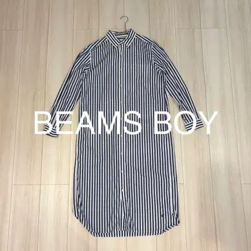 BEAMS BOY 스트라이프 셔츠 원피스 롱 기장
