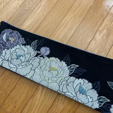 반폭 오비 장척 리버서블 메시아세바나 블랙 작약 일본제