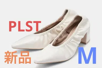 [경량] [부드러운 소재] 인기 PLST 개더 힐 펌프스 화이트 M