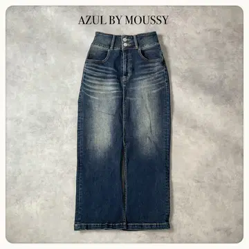 AZUL by moussy 하이웨스트 롱 스커트 다크 데님 S