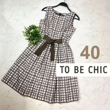 TOBECHIC 투 비 시크 허리 리본 체크 원피스 40